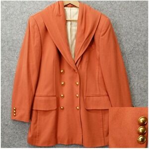 Vintage HUGO Boss Double Breasted Cashmere Blazer Womens 40 M 8 Orange W Germany